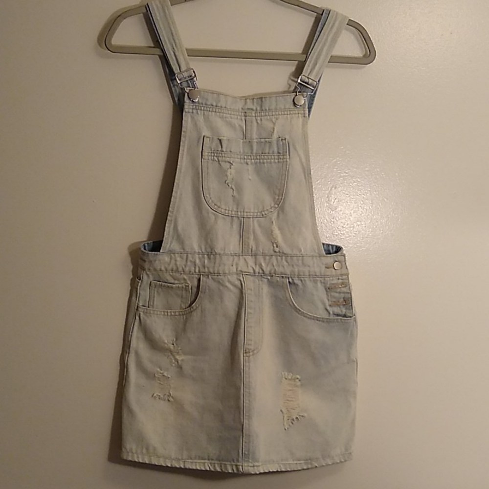 Denim overall skirt